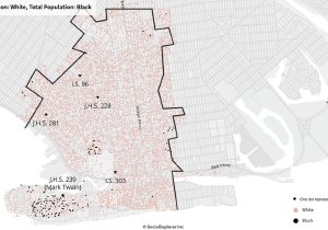 Map showing segregation of of Black students in school districts