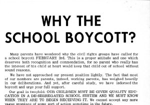 Flyer that outlines a justification for the school boycott