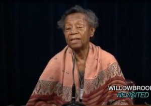 Still image from a video interview of Willie Mae Goodman, an older black woman.